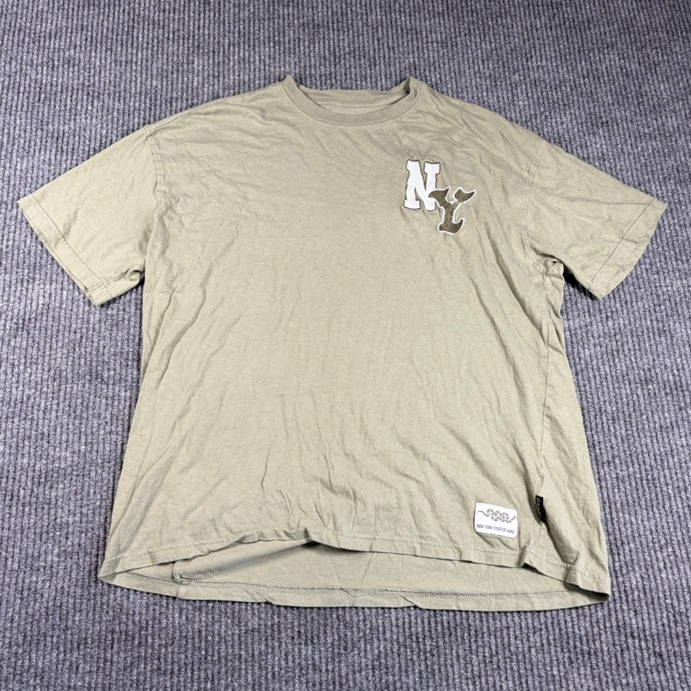 Brooklyn Cloth Shirt Mens M New York State of Mind NY Patch Olive Green